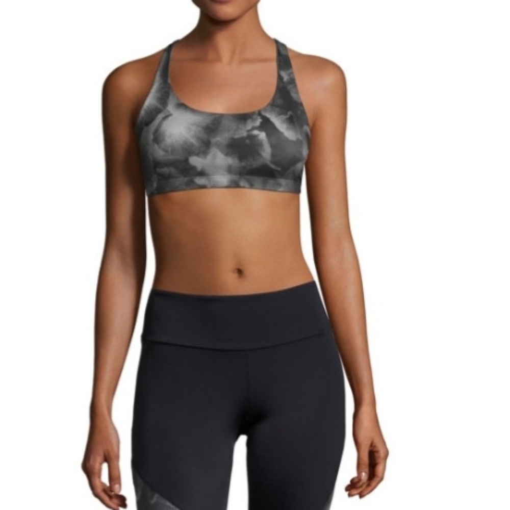 ONZIE Chic Floral-Print Low-Impact Sports Bra S/M Black Multipattern
